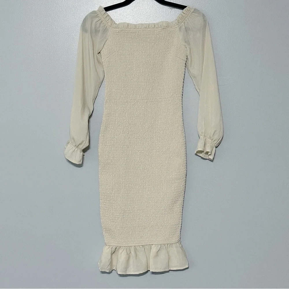 NWT baltic born esther smocked midi dress size x-small in‎ cream